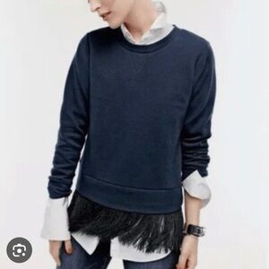 Jcrew navy fringe sweatshirt size XS